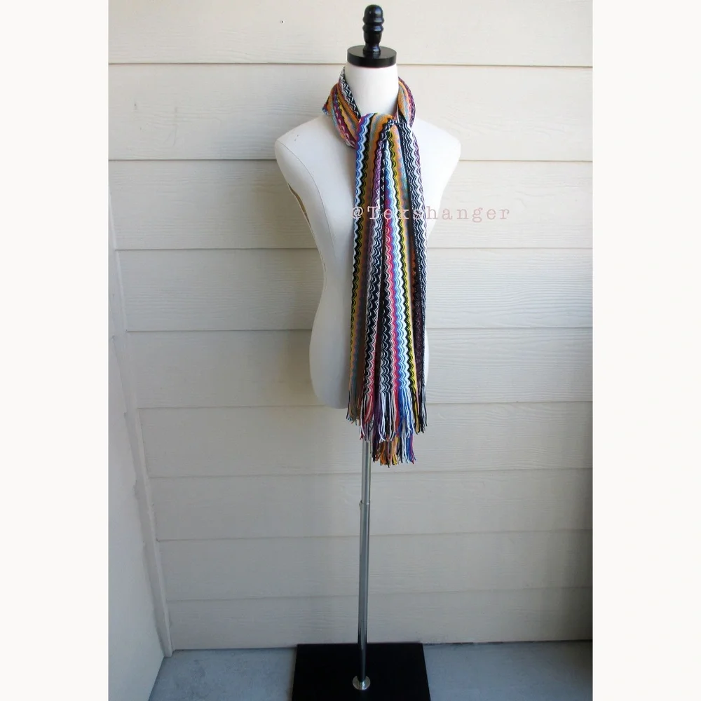 NWT Missoni Wool Chevron Pattern Multicolor Scarf - Picture 8 of 9